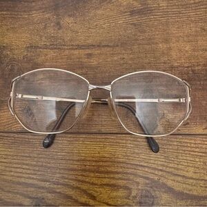 Luxottica Vintage Italian Oval Gold Metal Eyeglass Frames Only 56-15 130